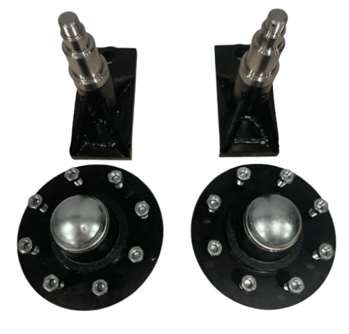 Pair 8x6.5 Lug 8000LB Shipping Container Wheels With Bolt-On Spindle Kit
